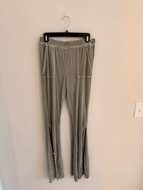 Free People Olive Green Velvet Flare Pants
